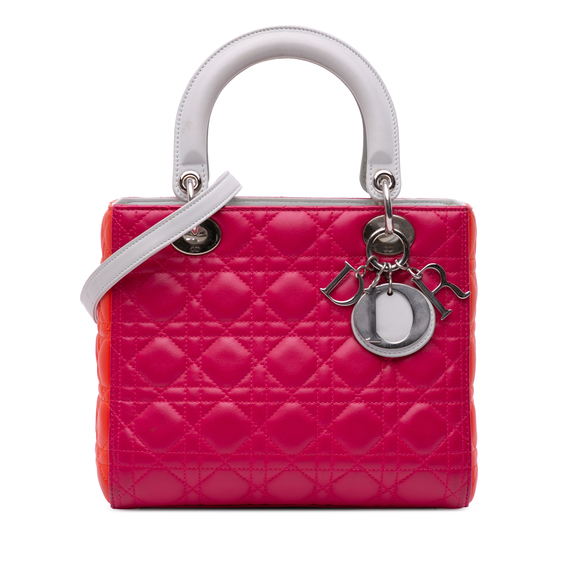 Pre-Loved Dior Medium Tricolor Lambskin Cannage Lady Dior - Picture 1 of 11
